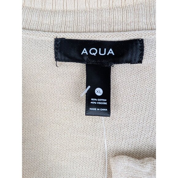 Aqua Sweater Womens XL Beige Red & Blue Striped Cotton Viscose Cardigan XL NWT - Picture 3 of 8